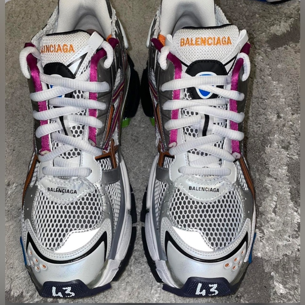 Balenciaga Silver and Purple Athletic Shoes